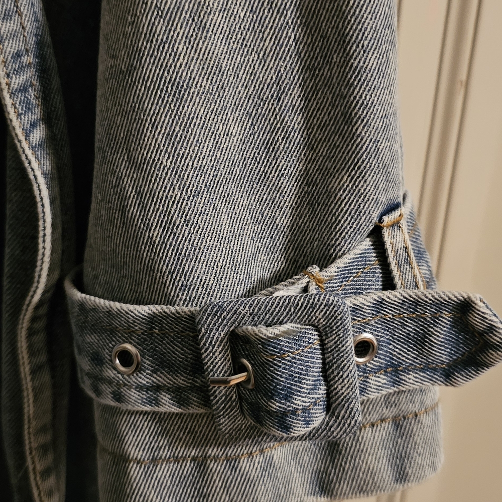 Steve Madden Light Blue Denim Trench Coat - Picture 5 of 6